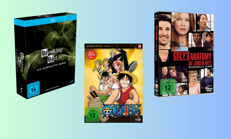 Die Serien Breaking Bad, One Piece und Game of Thrones als DVDs nebeneinander | © Amazon