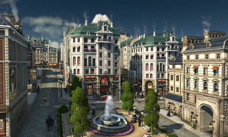 Eine Stadt des frühen 19. Jahrhunderts mit entsprechenden großen Wohnhäusern der reichen Kaufleute und einem pittoresken Springbrunnen davor. | © Ubisoft